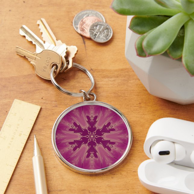 Gorgeous Exotic Flower Purple Shades Key Ring (Desk)