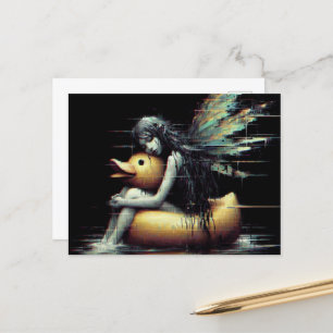 Gorgeous Fairy asleep on rubber duck float glitch Postcard