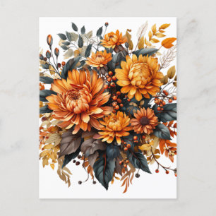 Gorgeous Fall Floral Announcement Postcard