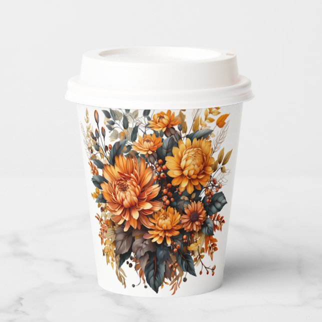 Gorgeous Fall Floral  Paper Cups (Front)