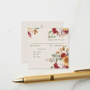 Gorgeous Fall Foliage Colourful Wedding RSVP Enclosure Card