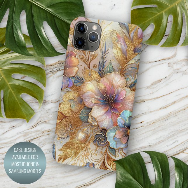 Gorgeous Faux Iridescent Glass Floral Art Pattern Case-Mate iPhone Case (Creator Uploaded)