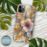 Gorgeous Faux Iridescent Glass Floral Art Pattern iPhone 11Pro Max Case<br><div class="desc">Snap on our Stained Glass Floral Art iPhone Case and keep your phone safe with style. The mauve blush pink, aqua turquoise, blue, violet, purple, and gold glitter colours flower-filled design resembles a combination of watercolor painting and a real stained glass pattern. This case is thin and light, but it’s...</div>