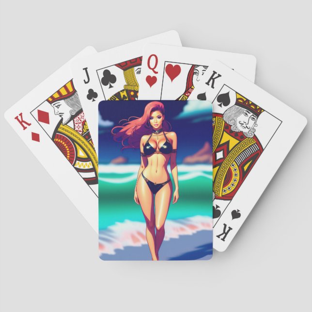 Gorgeous female posing as a bikini Playing Cards (Back)