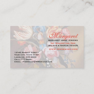 Gorgeous Feminine Vintage Floral Bouquet Monogram Business Card