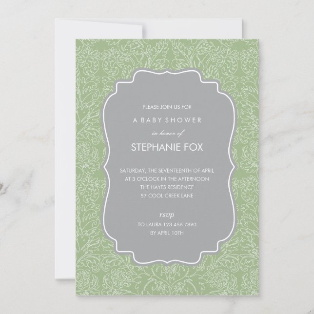 Gorgeous Floral Party Invitation (Sage) (Front)