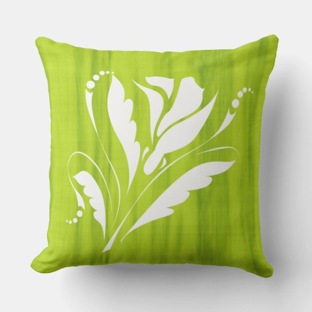Gorgeous Floral Print on Lime Green Cushion (Front)