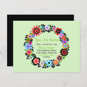 "Gorgeous Floral Wreath Style" Invitation Card.