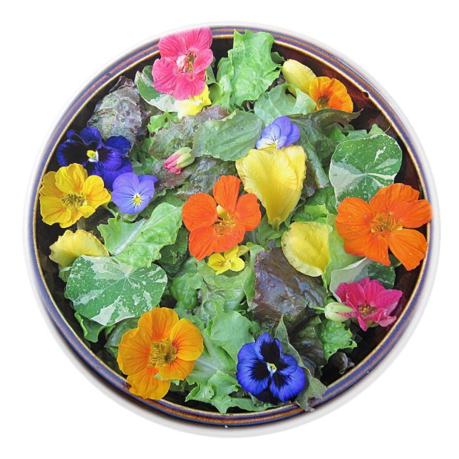 Gorgeous Flower Salad Ceramic Knob (Front)