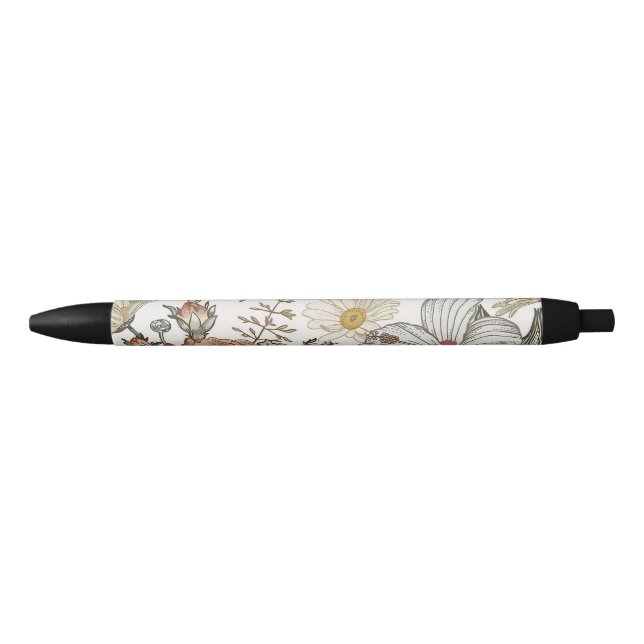 Gorgeous flowers black ink pen (Front)