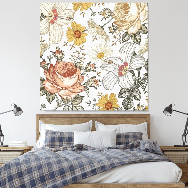 Gorgeous flowers canvas print (Insitu(Bedroom))