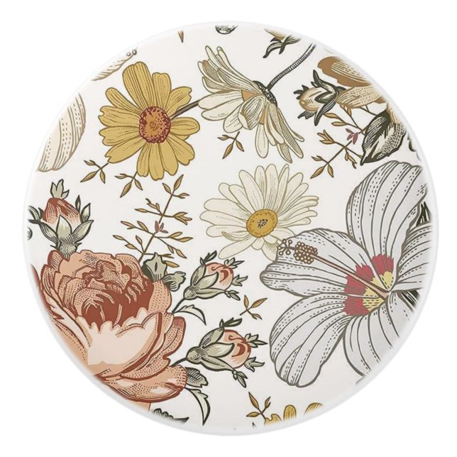 Gorgeous flowers ceramic knob (Front)