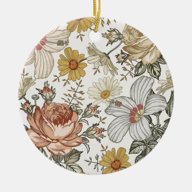 Gorgeous flowers ceramic tree decoration (Front)