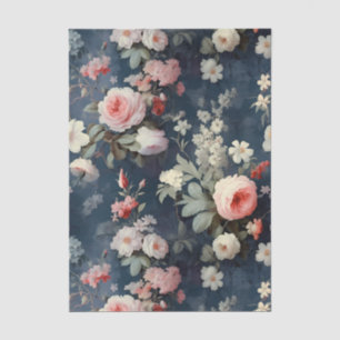 Gorgeous Flowers on a Dark Blue Background Tissue Paper