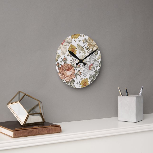 Gorgeous flowers round clock (Office)