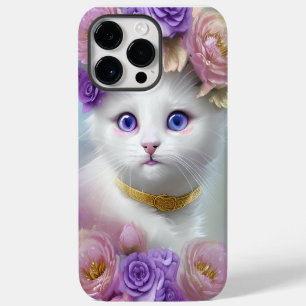 GORGEOUS FLUFFY WHITE LITTLE KITTEN VIOLET EYES iPhone 14 PRO MAX CASE