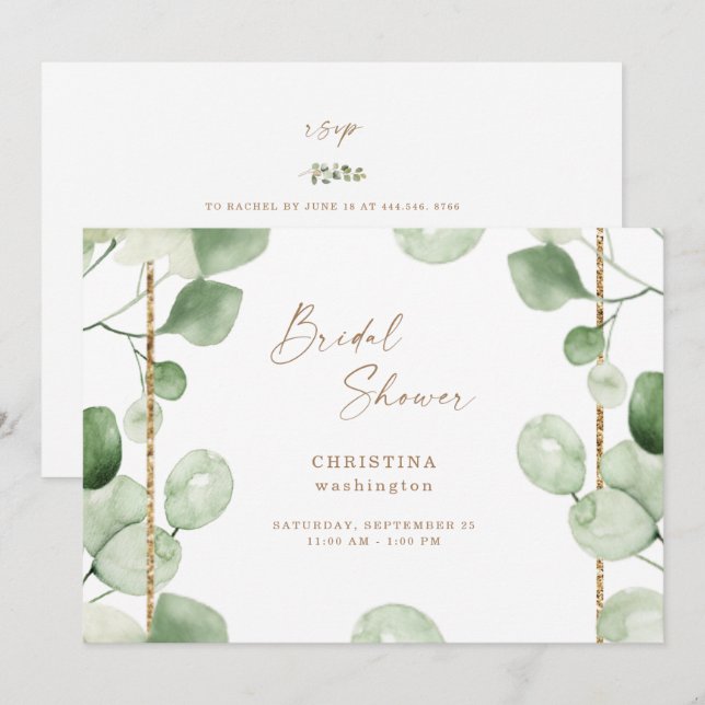 Gorgeous Foliage Eucalyptus Bridal Shower Invitation (Front/Back)