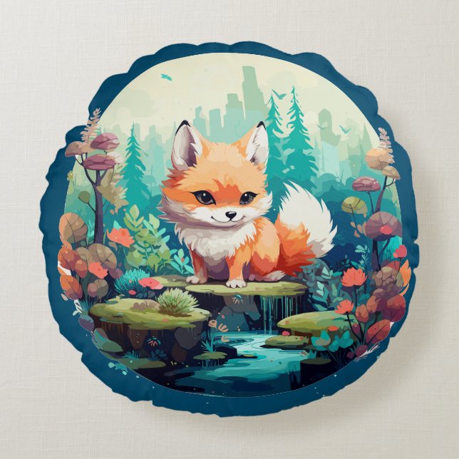Gorgeous Fox Round Cushion (Front)
