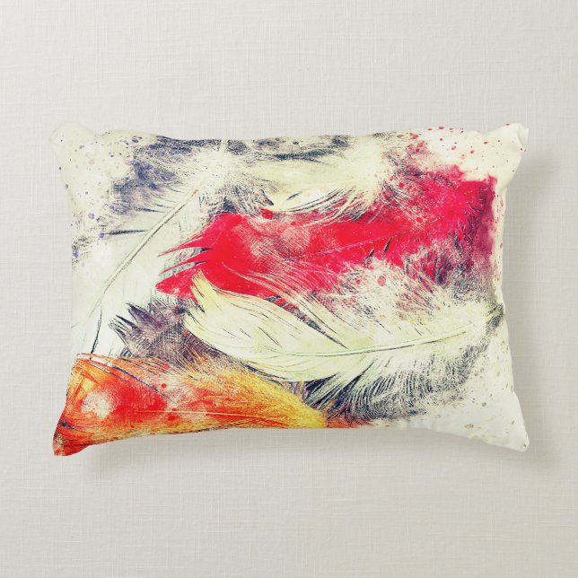 Gorgeous Funky Vibrant Feather Design Decorative Cushion (Front)
