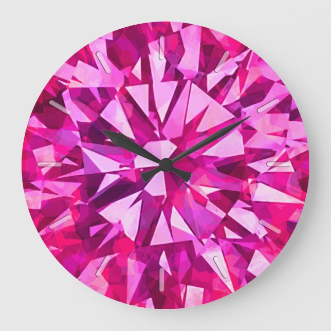Gorgeous Gem Pink with tics Large Clock (Front)