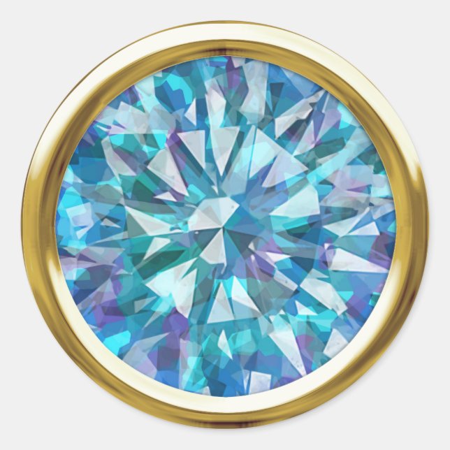 Gorgeous Gem with Blues and Purples Classic Round Sticker (Front)