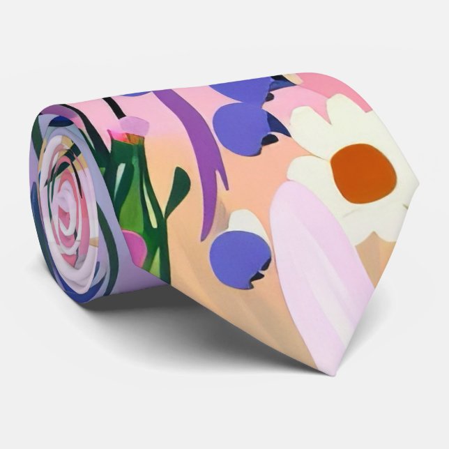 Gorgeous Geometric Shapes Floral Pattern Tie (Rolled)
