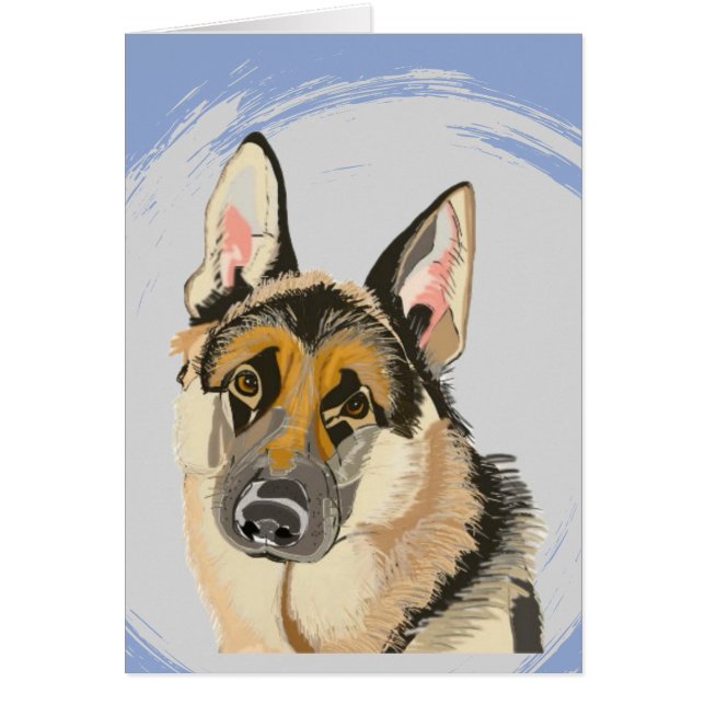 Gorgeous German Shepherd, Alsatian Dog Drawing (Front)