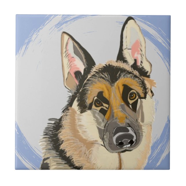 Gorgeous German Shepherd, Alsatian Tile (Front)