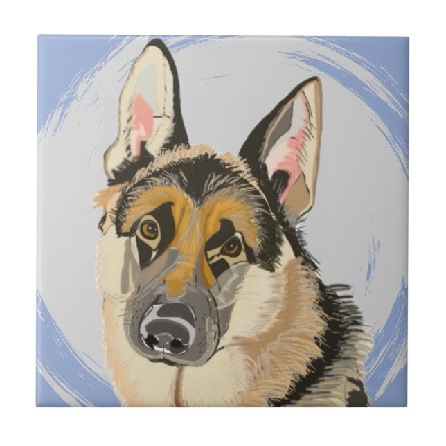Gorgeous German Shepherd, Alsatian Tile (Front)