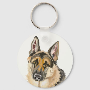 Gorgeous German Shepherd, Alsation Dog Drawing Key Key Ring