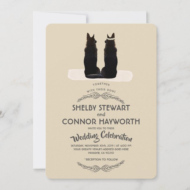 Gorgeous German Shepherd Silhouette Wedding Invitation (Front)