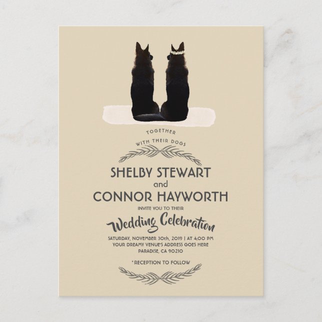 Gorgeous German Shepherd Silhouette Wedding Postcard (Front)