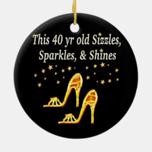 GORGEOUS GOLD 40TH SHOE QUEEN CERAMIC TREE DECORATION