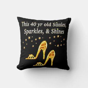 GORGEOUS GOLD 40TH SHOE QUEEN CUSHION