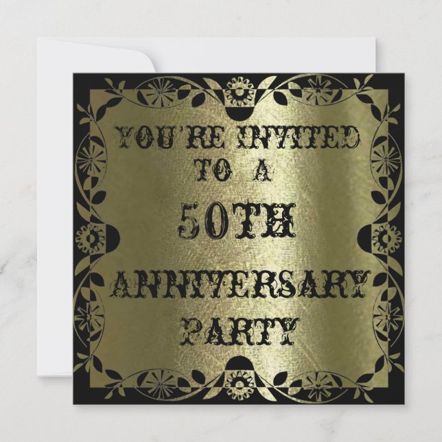 Gorgeous Gold 50th Anniversary Party Invitation (Front)