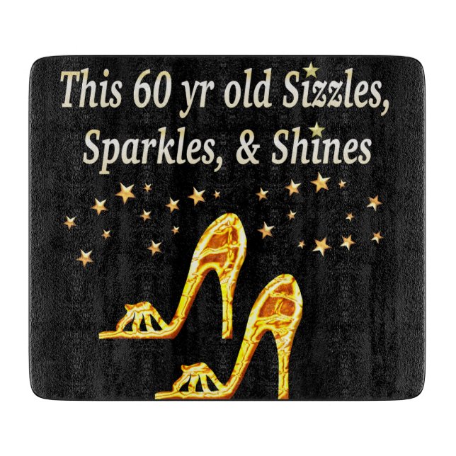 GORGEOUS GOLD 60TH BIRTHDAY CUTTING BOARD (Front)