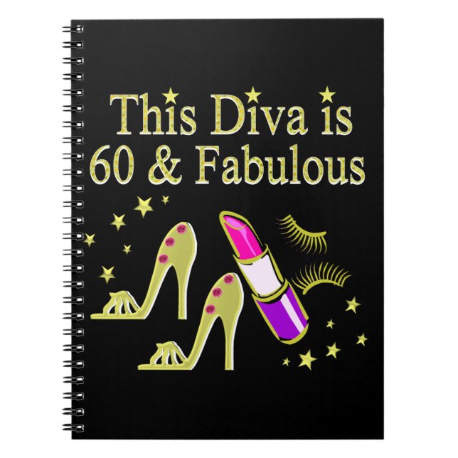 GORGEOUS GOLD 60TH BIRTHDAY HIGH HEEL DESIGN NOTEBOOK (Front)