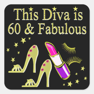 GORGEOUS GOLD 60TH BIRTHDAY HIGH HEEL DESIGN SQUARE STICKER
