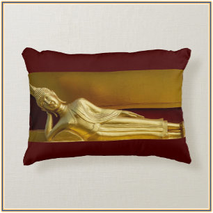 Gorgeous Gold and Dark Red Reclining Buddha  Decorative Cushion