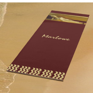 Gorgeous Gold and Dark Red Reclining Buddha Yoga Mat