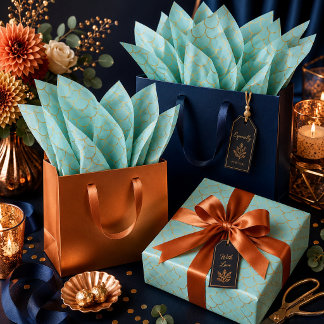 Gorgeous Gold and Mint Mermaid Scale Tissue Paper