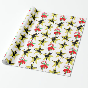 GORGEOUS GOLD DANCER CHRISTMAS DESIGN WRAPPING PAPER