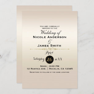 Gorgeous Gold Pearl Shimmer & Shine Classy Wedding Invitation