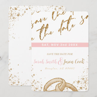 Gorgeous - Gold Pink COLLECTION A Save the date 1 Invitation
