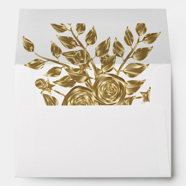 Gorgeous Gold Rose Wedding Envelope (Back (Bottom))