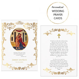 Gorgeous Gold Roses Orthodox Wedding Prayer Card
