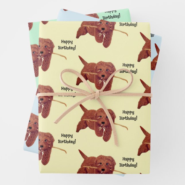 Gorgeous Golden Doodle Wrapping Paper Sheet (In situ)