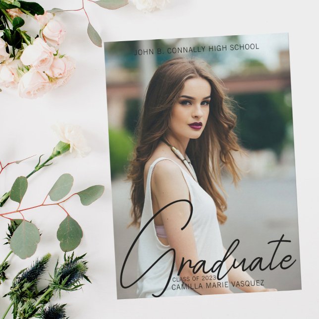 Gorgeous Graduation Photo Handwritten Script Announcement (Creator Uploaded)