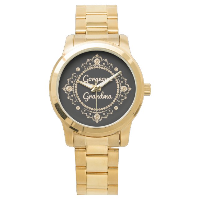 Gorgeous Grandma Fancy Gold Gems Watch (Front)