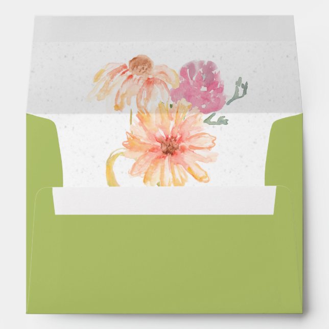 Gorgeous Grass Green - Floral Pattern Inside Lined Envelopes (Back (Bottom))